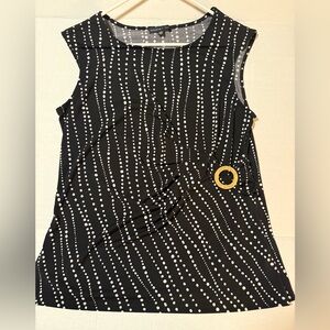 Adrienne Vittadini Black and White Dot Pattern Blouse
